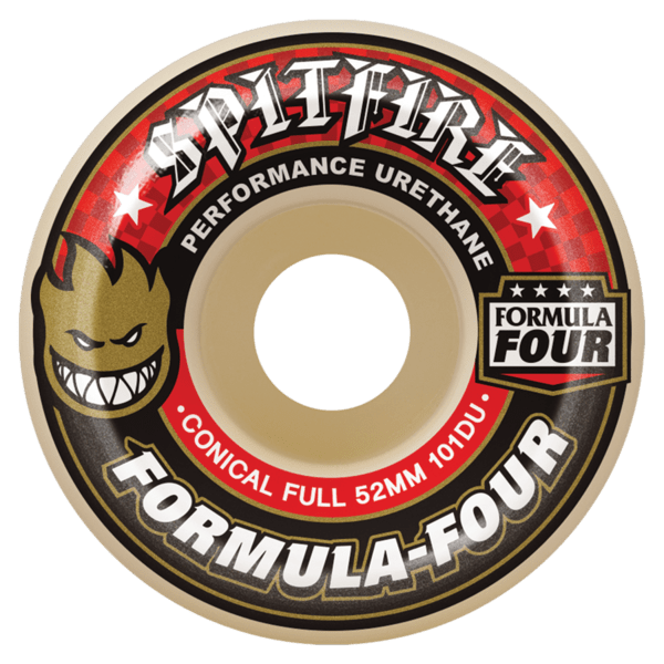 Spitfire Formula Four Conical Fulls (Red) Skateboard Wheels - The Snowboard Shop
