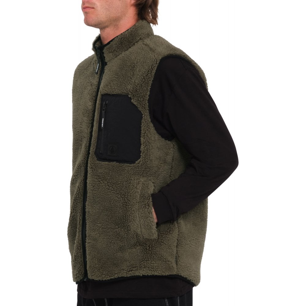 Volcom Muzzer Fuzzar Zip Vest Fleece - The Snowboard Shop