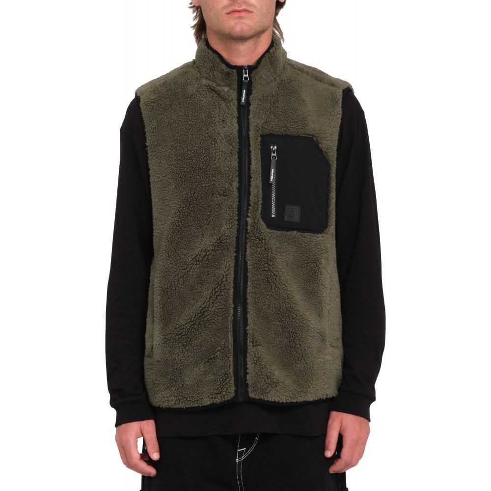 Volcom Muzzer Fuzzar Zip Vest Fleece - The Snowboard Shop