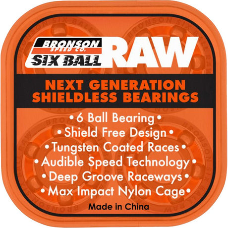 Bronson Raw 6 Ball Skateboard Bearings - The Snowboard Shop