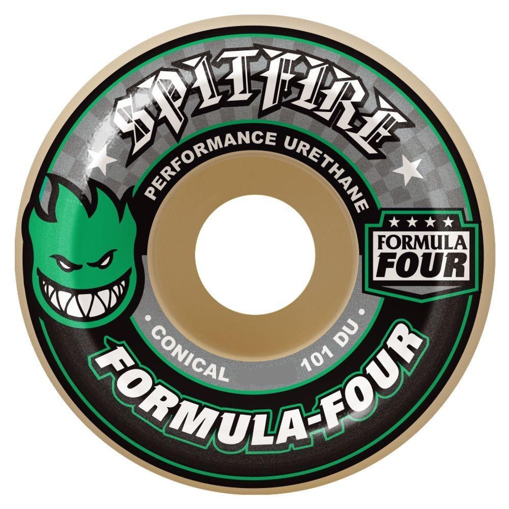 Spitfire Formula Four Conical (Green) Skateboard Wheels - The Snowboard Shop