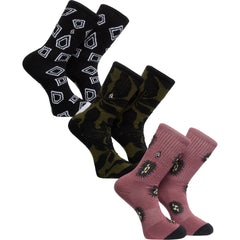Volcom Print Mixer 3 Pack Socks - The Snowboard Shop