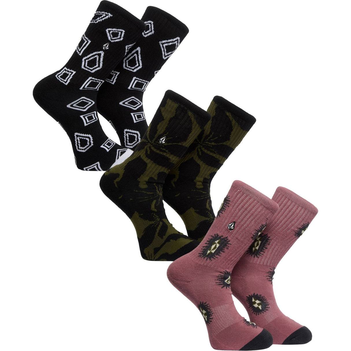 Volcom Print Mixer 3 Pack Socks - The Snowboard Shop